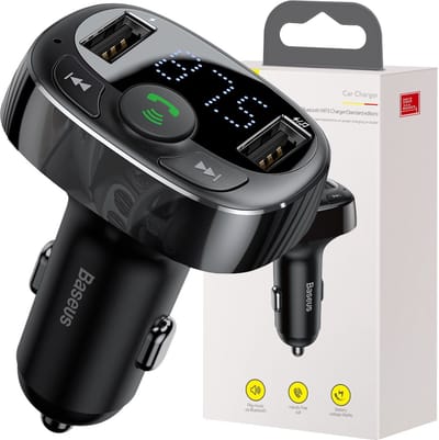 Baseus T-serie - Bluetooth FM Transmitter - USB-lader 3.4A - Zwart