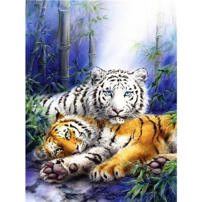 Peinture au Diamant 5D DIY Tigre Kits de Point de Croix faits main Broderie Diamant 20X30CM blue