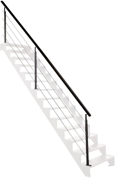 Kordo - Balustradeset voor vlakke montage - Universo - Zwart staal - 4 m