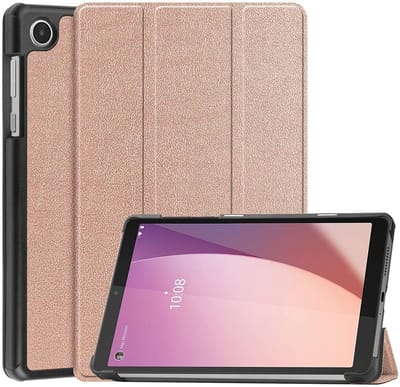 Tablet Hoes geschikt voor de Lenovo Tab M8 Gen 4 | Book Case met Standaard | Kunstlederen Beschermhoes | Tri-fold | Roze Goud
