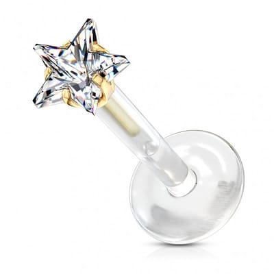 Retainer piercing ster 1.2x6x3 - goud - LMPiercings