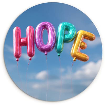 WallCircle® Wandcirkel 120x120 cm - Muurcirkel Ballonen - Lucht - Hope - Muurdecoratie woonkamer - Wanddecoratie slaapkamer - Kamer decoratie accessoires - Ronde schilderijen XXL