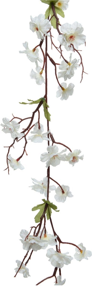 Everlands Kunstbloem/bloesem takken slinger - wit - 187 cm