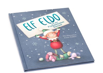 Jellycat kinderboek Elf Eldo en het Flickenhazen Schnuck avontuur.
