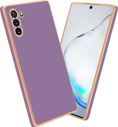 Cadorabo Hoesje geschikt voor Samsung Galaxy NOTE 10 in Glossy Paars - Goud - Beschermhoes Case Cover van flexibel TPU-silicone en met camerabescherming