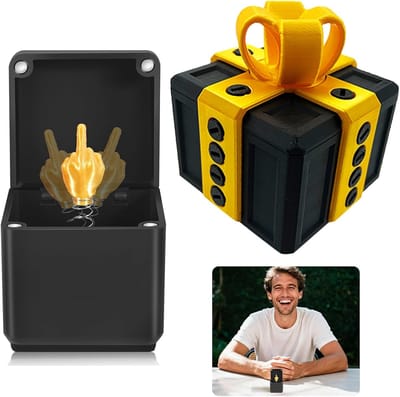 geschenk middelvinger geschenkdoos met middelvinger bureaudecoratie grappige geschenkdoos fopartikel verrassingscadeau in vingervorm pop-up grap (zwart + geel)
