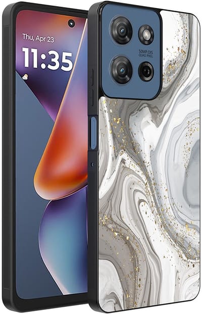 Smartphonica Telefoonhoesje Geschikt voor Motorola Moto G 2025 met marmer opdruk - TPU backcover case marble design - Zilver geschikt voor Motorola Moto G 2025
