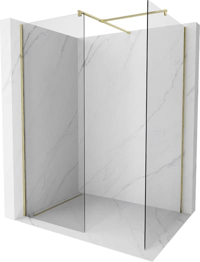 Mexen Kioto douchewand Walk-in 70 x 70 , transparant, goud - 800-070-202-50-00-070