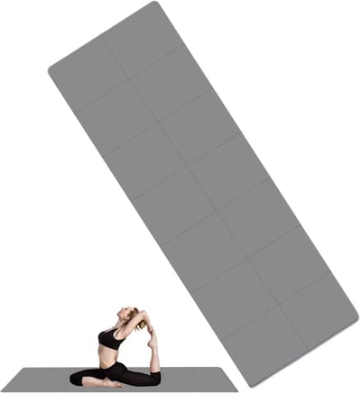 Opvouwbare Yogamat - Oefenmat Pilates - Draagbaar Trainen - Antislip Dubbelzijdig - 183x61cm - Grijs