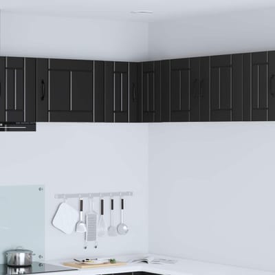vidaXL - Wandhoekkast - LUCCA - Zwart - 57 - x - 57 - x - 40 - cm - Bewerkt - hout