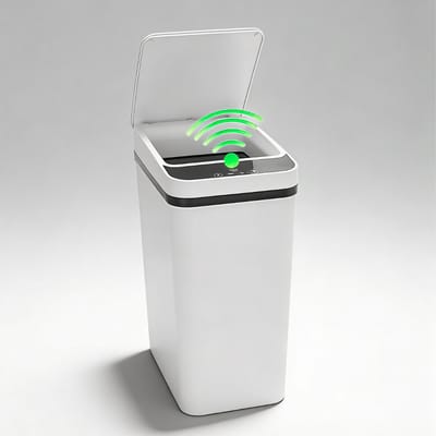 Contactloze Prullenbak Met Sensor Hygiënisch en Gebruiksvriendelijk Ontwerp – Vuilnisbak 8 Liter Met Automatische Dekselopening Voor Handsfree Gebruik – Afvalbak Elegant en Compact Voor Keuken, Badkamer en Kantoor | Witte Afvalemmer Op Batterijen