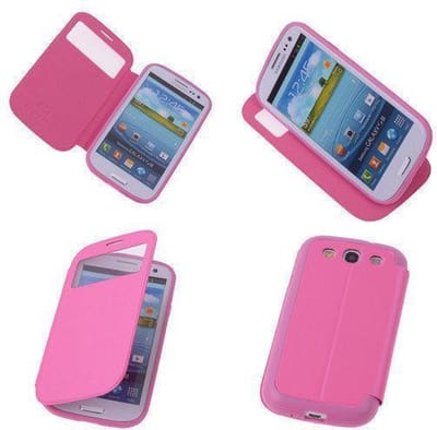 View Cover Pink Samsung Galaxy S3 Stand Case TPU Book-style