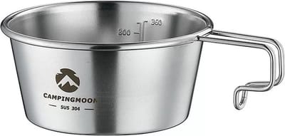 Campingmoon Sierra Cup 360 ml – RVS Kom met Handvat – Camping Mok & Pan – Lichtgewicht Outdoor Kookgerei