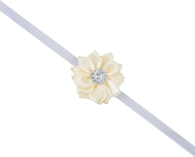 Haarband dun met mooie bloem - Creme