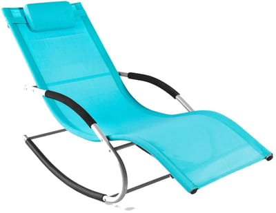 Amolass - Tuinstoel - Ligstoel - Schommelstoel - Ligbed - 150x63x87cm - Blauw/Groen - Inclusief Hoofdkussen - Voor Tuin/Balkon