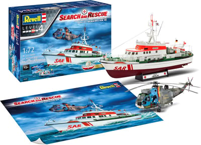 Revell Modelbouwpakket Militaire voertuigen - 05683 DGzRS Berlin + Sea King -Good Bye Set- - Gift Set Plastic - 1:72 - Modelbouw
