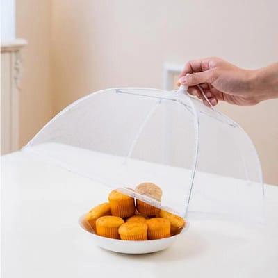 Couverture alimentaire en maille pliable et lavable, couverture de table anti-mouches, couvre-plats de protection anti-insectes, accessoires de rangement de cuisine à domicile 43x43x22cm blanc