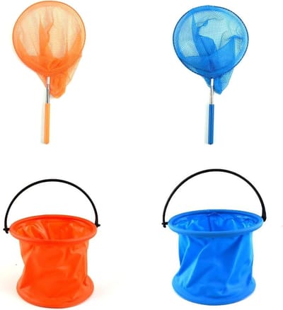 Set van 2 telescopische schepnetten voor het vangen van insecten en kleine vissen in de zomer, ideaal voor buitenactiviteiten en vissen