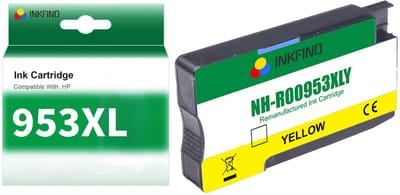 INKFIND 953XL Geel Inktcartridge compatibel met HP953 HP953XL HP 953 HP 953XL F6U18AE voor HP OfficeJet Pro 8740, 8719, 8720, 8710, 8715, 8725, 7740, 8218, 8718, 8210, 8716 8730 8728 Hoge Capaciteit - 1-pack Geel