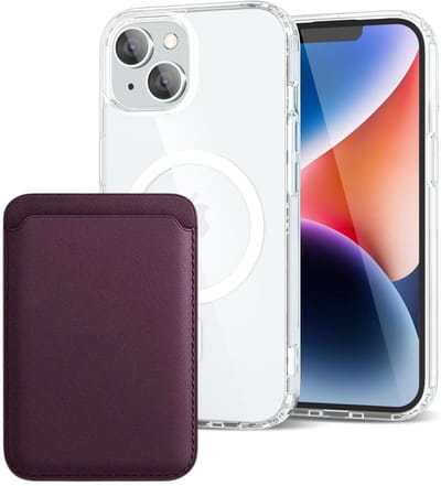 Shockproof Anti Shock Back Cover Hoesje Compatibel met MagSafe Geschikt voor: Apple iPhone 14 met Magnetische Pasjeshouder - Purperviolet