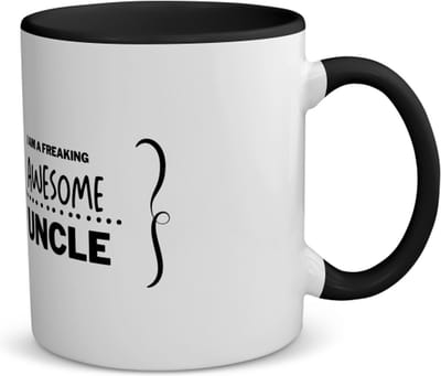 Akyol - i am a freaking awesome uncle koffiemok - theemok - zwart - Oom - geweldige oom - liefste oom - verjaardag - cadeau - kado - bedankje - geschenk - 350 ML inhoud