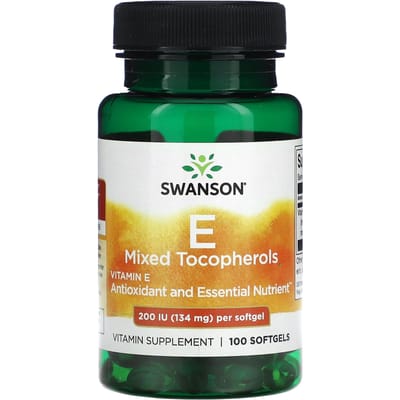 Vitamine E Gemengde Tocoferolen, 200 IE (134 mg), 100 Softgels