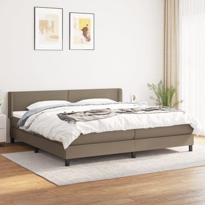 vidaXL - Boxspring - met - matras - stof - taupe - 200x200 - cm