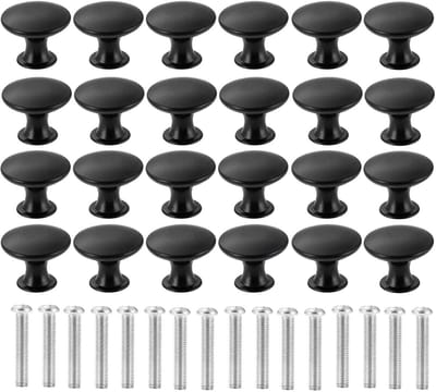 Unyqoos ® Luxe Set van 24 Matzwarte Meubelknoppen met Schroeven voor Stijlvolle Kastupgrades