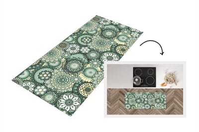 Keukenloper - Loper keuken - Bloemen - Groen - Patronen - 120x50 cm - Keukenloper vinyl