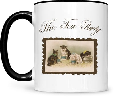 The Tea Party Bruin Mok – Schattig Kittens– Dierenliefhebber – Moederdag cadeau – Cadeau voor moeder – Mokken en bekers – Cadeau voor vrouw – Valentijndag – Cadeau voor Hem of Haar – 325ml Koffiemok