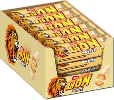 Lion Witte Chocolade - gevulde wafel met karamel en krokante granen - 24 Repen
