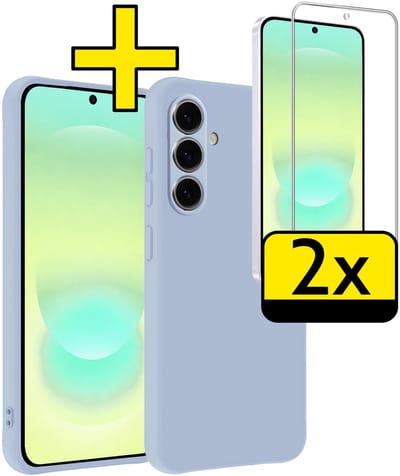 Hoesje - Met 2x Screenprotector - Geschikt voor Samsung Galaxy A37 - Sterk & Shockproof - Back Cover - Siliconen Case - Telefoon Hoes - Telefoonhoesjes - Lichtblauw