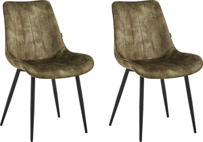 Colenis® - Verta Eetkamerstoel - Set Van 2 - Groen - Adoré Velvet - Industrieel