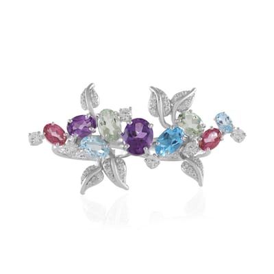 Cavill - 925 Sterling Zilver Ring - 1,575 ct Zwitsers Blauwe Topaas & Roze Topaas - Zambia Amethist - Elegante Multigem Sieraad