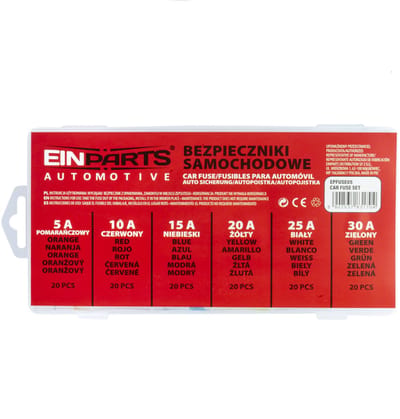 Einparts Zekeringenset Van 120 Stuks: 5A, 10A, 15A, 20A, 25A, 30A, Voor Werkplaatsen.