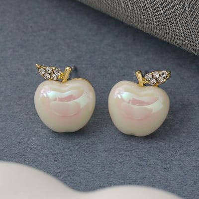Boucles d'oreilles créatives en forme de pomme pour femmes, clous simples, pour les déplacements, bijoux à breloques en gros gray