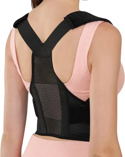 Volledig Verstelbare Ademend Rugbrace Fixatieband – Ruggengraat Steun en Houdingscorrector voor Mannen en Vrouwen - Zwart - Maat M