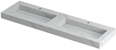 Ink Pitch dubbele meubelwastafel 160x45cm keramische slab - 2 kraangaten - Calacatta