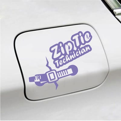 Bumpersticker - Zip Tie Technician - 11,2 X 14,8 - Paars