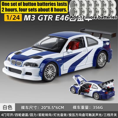 1:24 Bmw M3 Gtr E46 Legering Diecast Verzamelaar Klassieke Gt Racewagen Model Huis Trendy & Bureau Display Ornament Verjaardagscadeaus