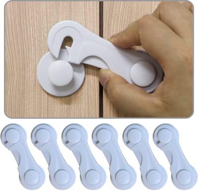 Dailygoods- Kastenvergrendeling 6-pack - Kinderveiligheid - Schuifladenvergrendeling - Sterk Plakband - Geen Boren - Duurzaam - Veiligheidslot