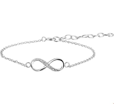 Zilver Gerhodineerde Armband infinity zirkonia 1 1324383 16 cm