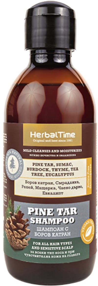 Herbal Time Dennenhars Shampoo – Effectief tegen Psoriasis, Eczeem, Roos, Jeuk en Gevoelige Hoofdhuid – Kalmeert & Verlicht – 240ml