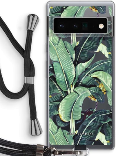 Case Company® - Hoesje met koord geschikt voor Google Pixel 6 Pro hoesje met Koord - Bananenbladeren - Telefoonhoesje met Zwart Koord - Bescherming aan alle Kanten en Over de Schermrand