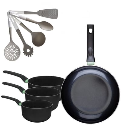 Set Koekenpan 30 cm & 3 Kookpannen 16/18/20 cm Fackelmann Brandao met 5 Vario Keukengerei