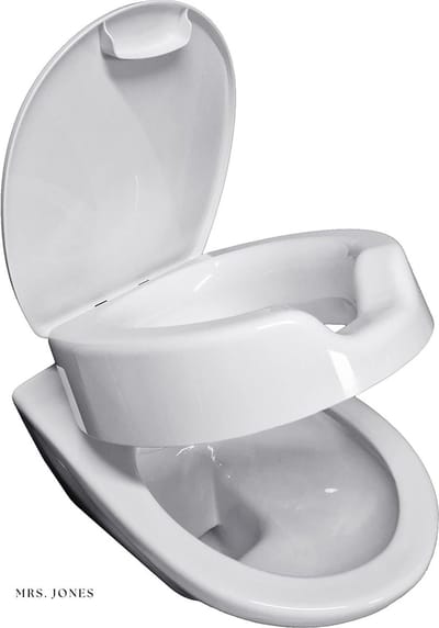 Mrs. Jones Toiletbrilverhoging 12 cm - stevig scharnier - roestvrij staal - deksel - wc-zitverhoging - senioren - hoge toiletbril - 12 cm zitplank - wit Toiletverhoger