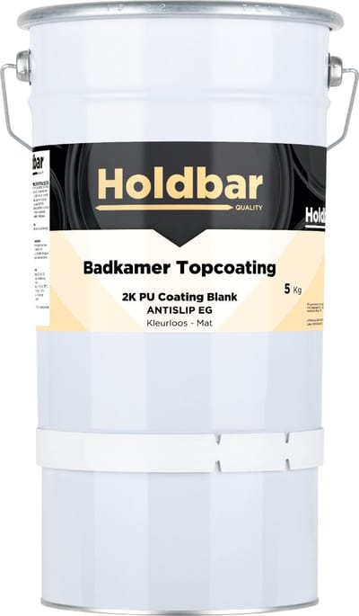 Holdbar 2K Badkamer Topcoating Mat Antislip (Extra Grof) 5 kg - Badkamerverf - Transparant - Glashelder - Tegelverf - Waterdichte Badkamer verf - Ook Toepasbaar in douchecel - Gemakkelijk te reinigen - Mat- Zijde- en Hoogglans - 2 Componenten