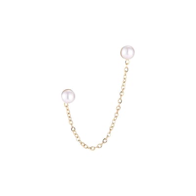 Bijoutheek Oorknoppen 2 Parels Ketting Goud