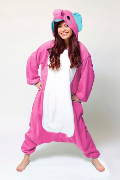 KIMU® Onesie Roze Olifant Baby Pakje - Maat 68-74 - Olifantenpak Kostuum - Babypakje Zacht Fleece Pak Kraamkado Boxpakje Pyjama Festival