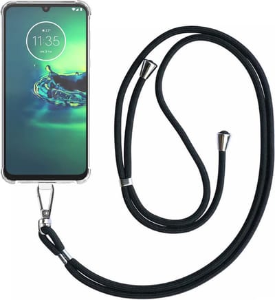Telefoonhoesje Geschikt voor Motorola Moto G8 Plus Transparant ShockProof met Afneembaar Universeel Telefoonkoord - Cover Case Siliconen ShockProof with Lanyard - Smartphonica geschikt voor Motorola Moto G8 Plus